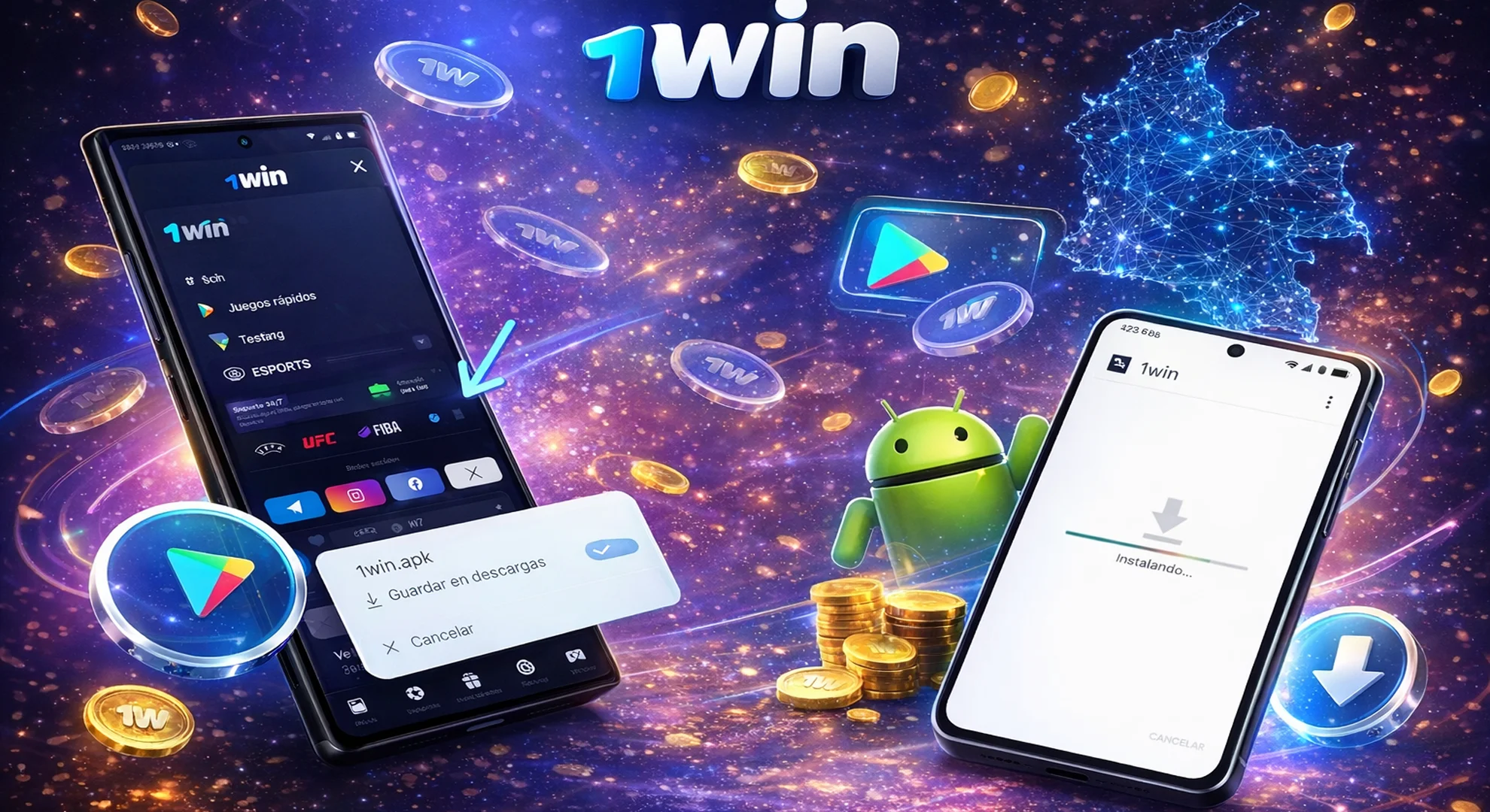 Acceder a 1win desde Teléfonos Android en Colombia