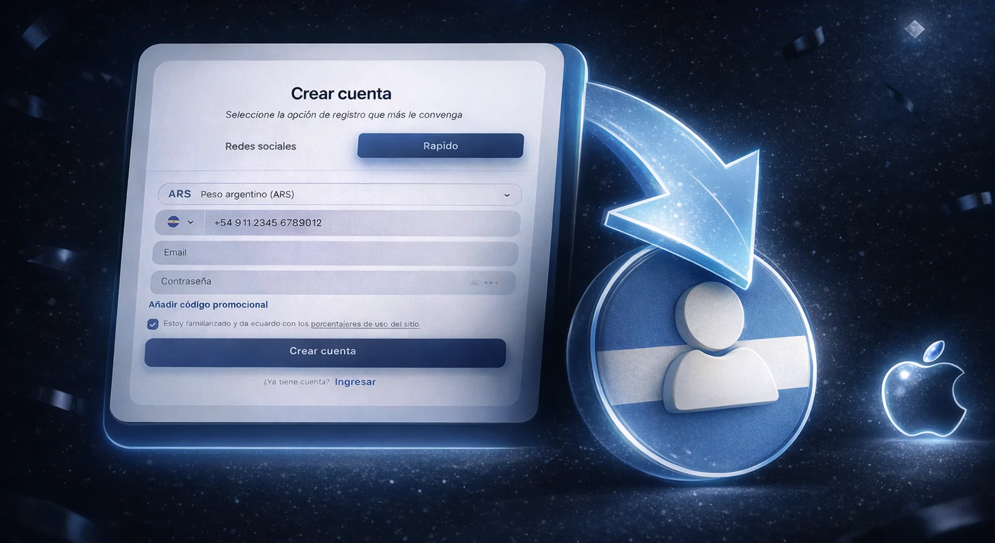 Regístrate o inicia sesión en tu cuenta 1win Argentina