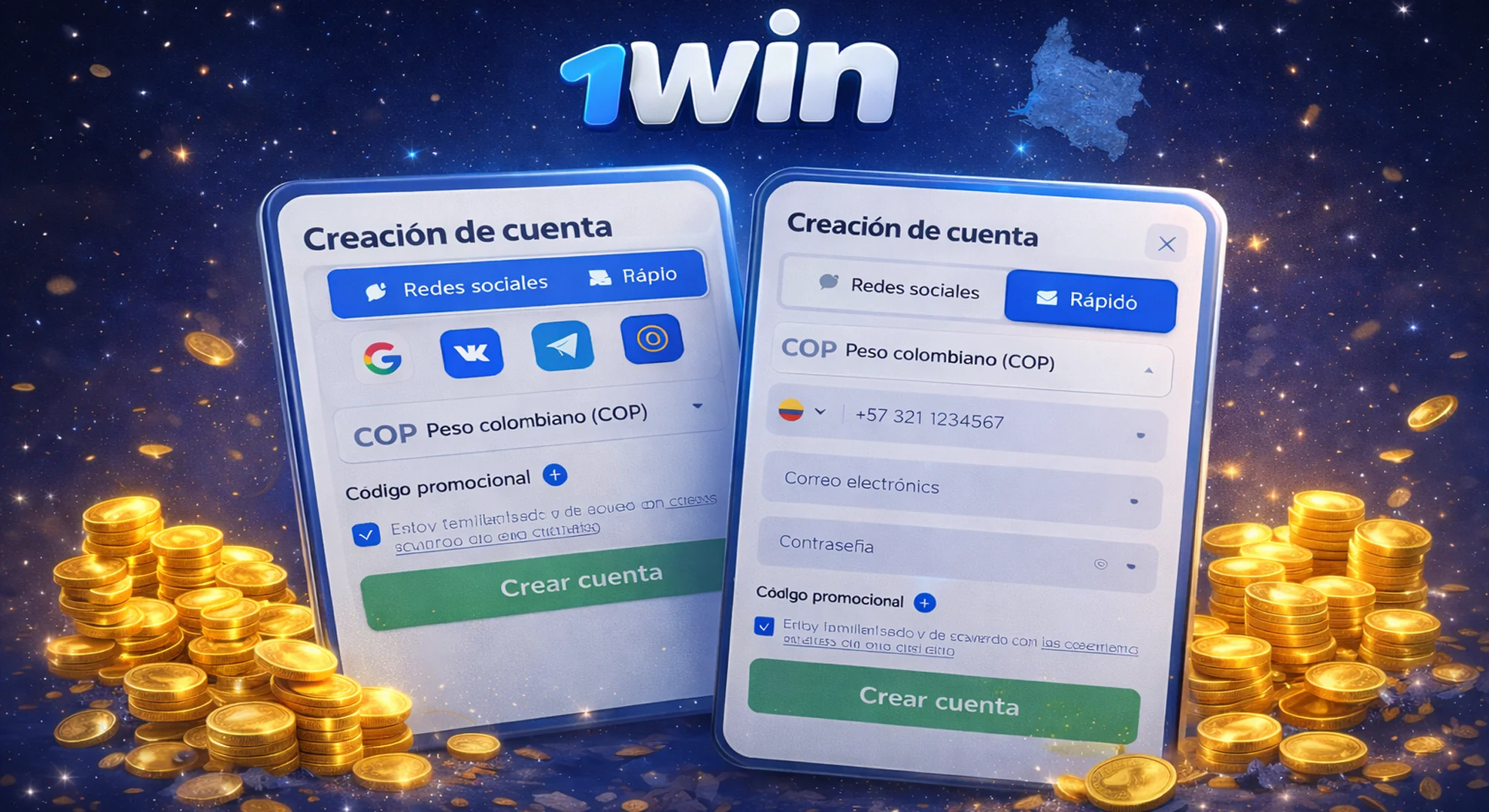 Crear una Cuenta en 1win Colombia